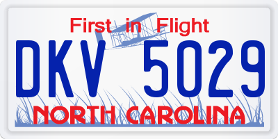 NC license plate DKV5029