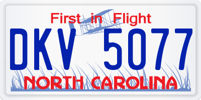 NC license plate DKV5077