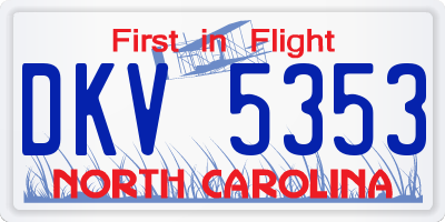 NC license plate DKV5353