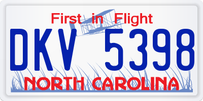NC license plate DKV5398