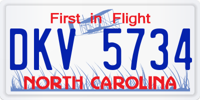 NC license plate DKV5734