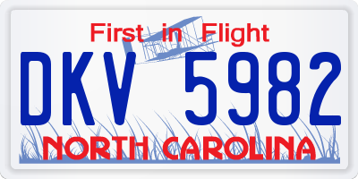 NC license plate DKV5982