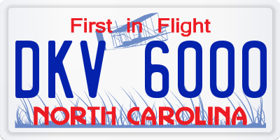 NC license plate DKV6000