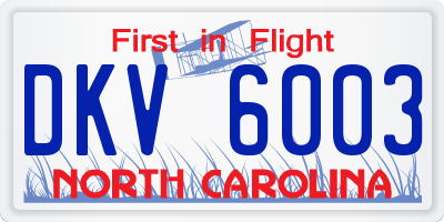 NC license plate DKV6003
