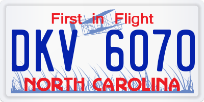 NC license plate DKV6070