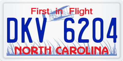 NC license plate DKV6204