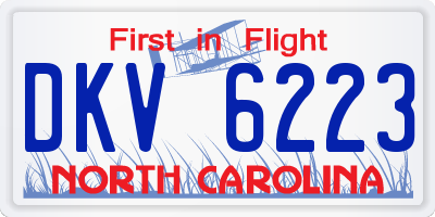 NC license plate DKV6223
