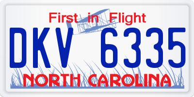 NC license plate DKV6335