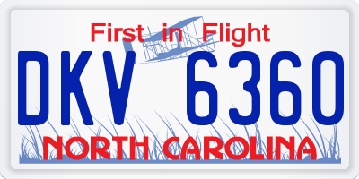 NC license plate DKV6360