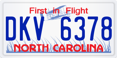 NC license plate DKV6378