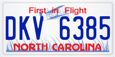 NC license plate DKV6385