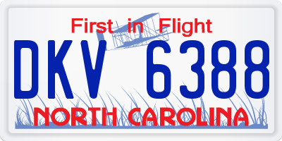NC license plate DKV6388
