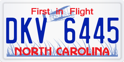 NC license plate DKV6445