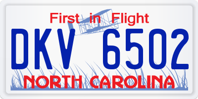 NC license plate DKV6502
