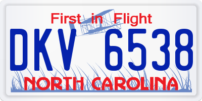 NC license plate DKV6538