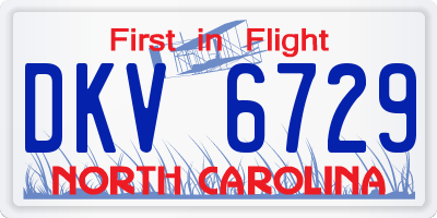 NC license plate DKV6729