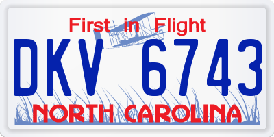 NC license plate DKV6743