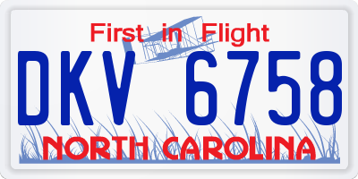 NC license plate DKV6758