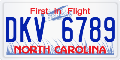 NC license plate DKV6789