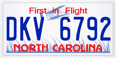 NC license plate DKV6792