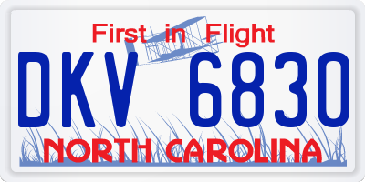 NC license plate DKV6830