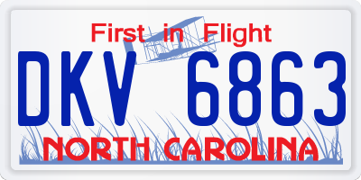 NC license plate DKV6863