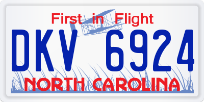 NC license plate DKV6924