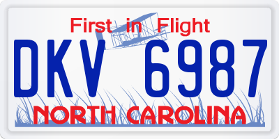 NC license plate DKV6987