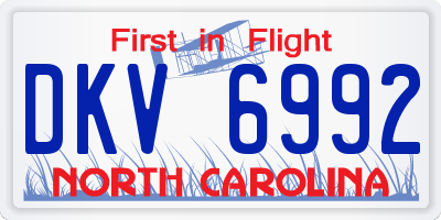 NC license plate DKV6992