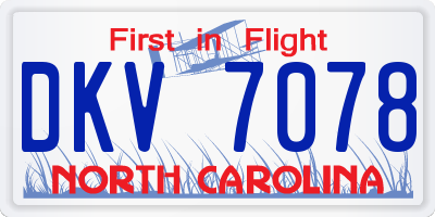 NC license plate DKV7078