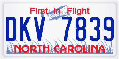 NC license plate DKV7839