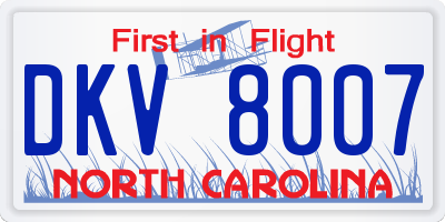 NC license plate DKV8007