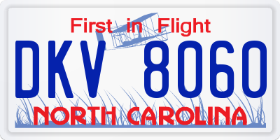 NC license plate DKV8060