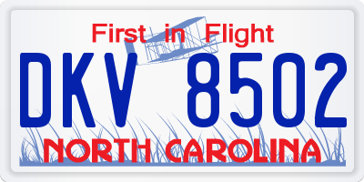 NC license plate DKV8502