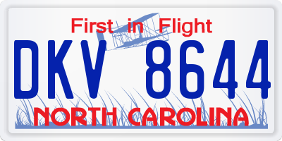 NC license plate DKV8644