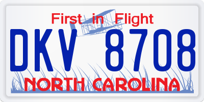 NC license plate DKV8708