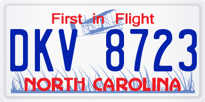 NC license plate DKV8723