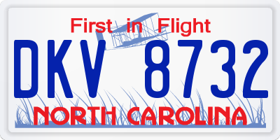NC license plate DKV8732