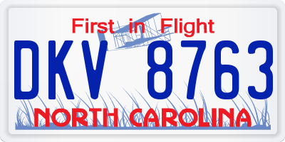 NC license plate DKV8763