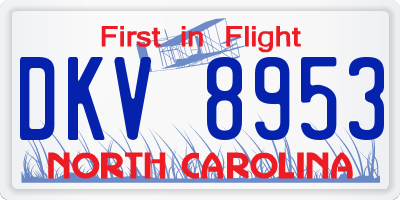 NC license plate DKV8953