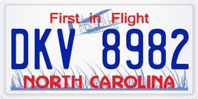 NC license plate DKV8982