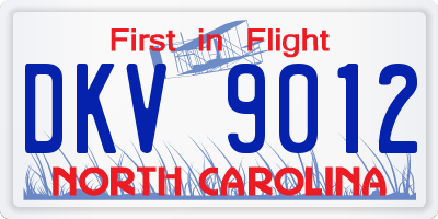 NC license plate DKV9012
