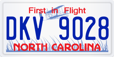 NC license plate DKV9028
