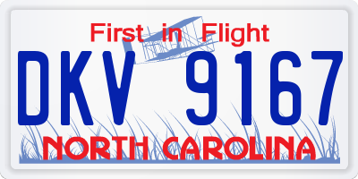 NC license plate DKV9167