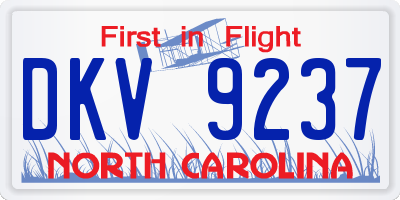 NC license plate DKV9237