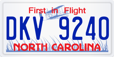 NC license plate DKV9240