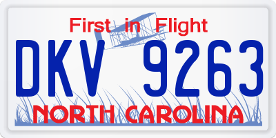 NC license plate DKV9263