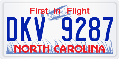 NC license plate DKV9287