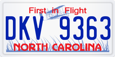 NC license plate DKV9363
