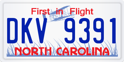 NC license plate DKV9391